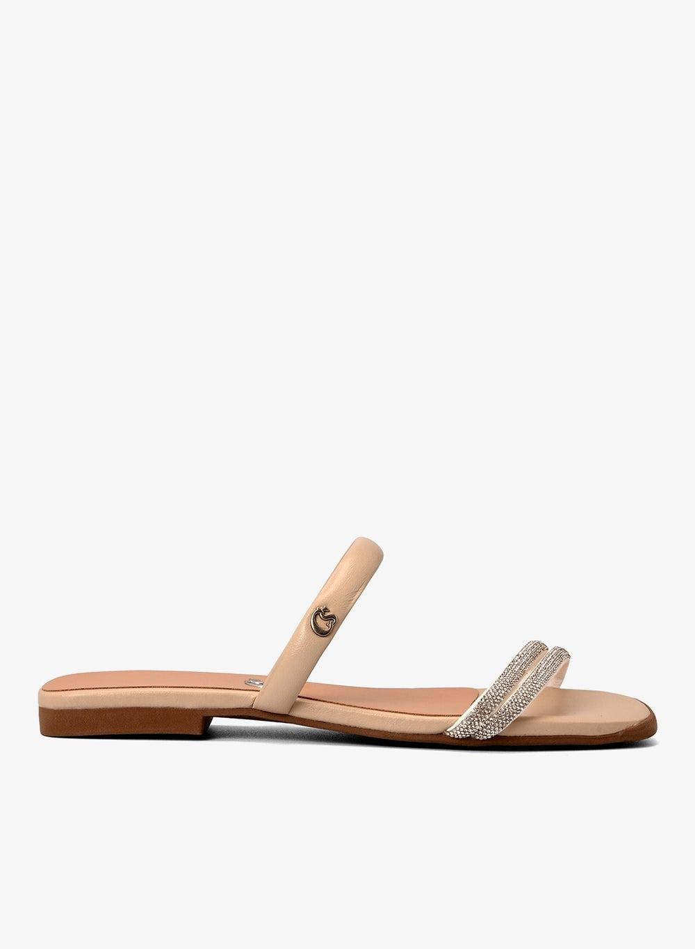 Ivory Flat Strap Sandals – Classic Slip-On Comfort - Image 1
