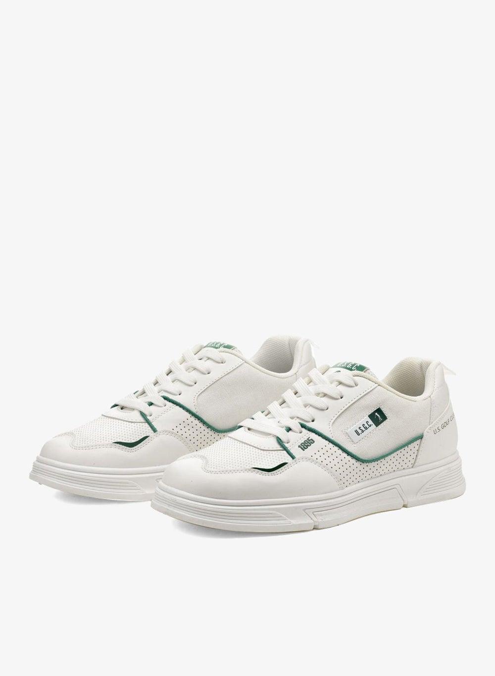 Men’s White-Green Retro Sneakers Italy Casual Low-Top - Image 1