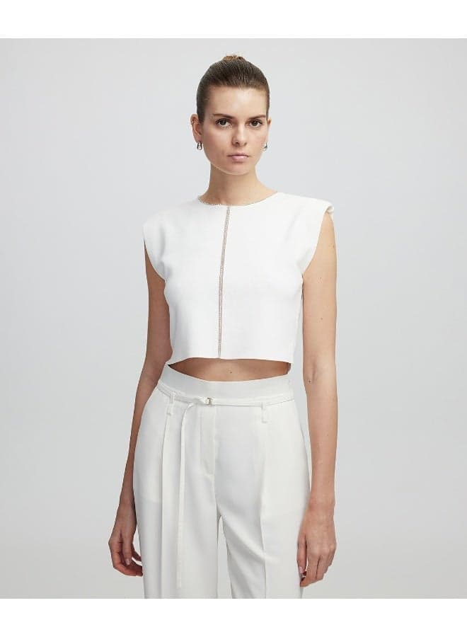 Rhinestone-Embellished Regular Fit Knit Top - Image 1