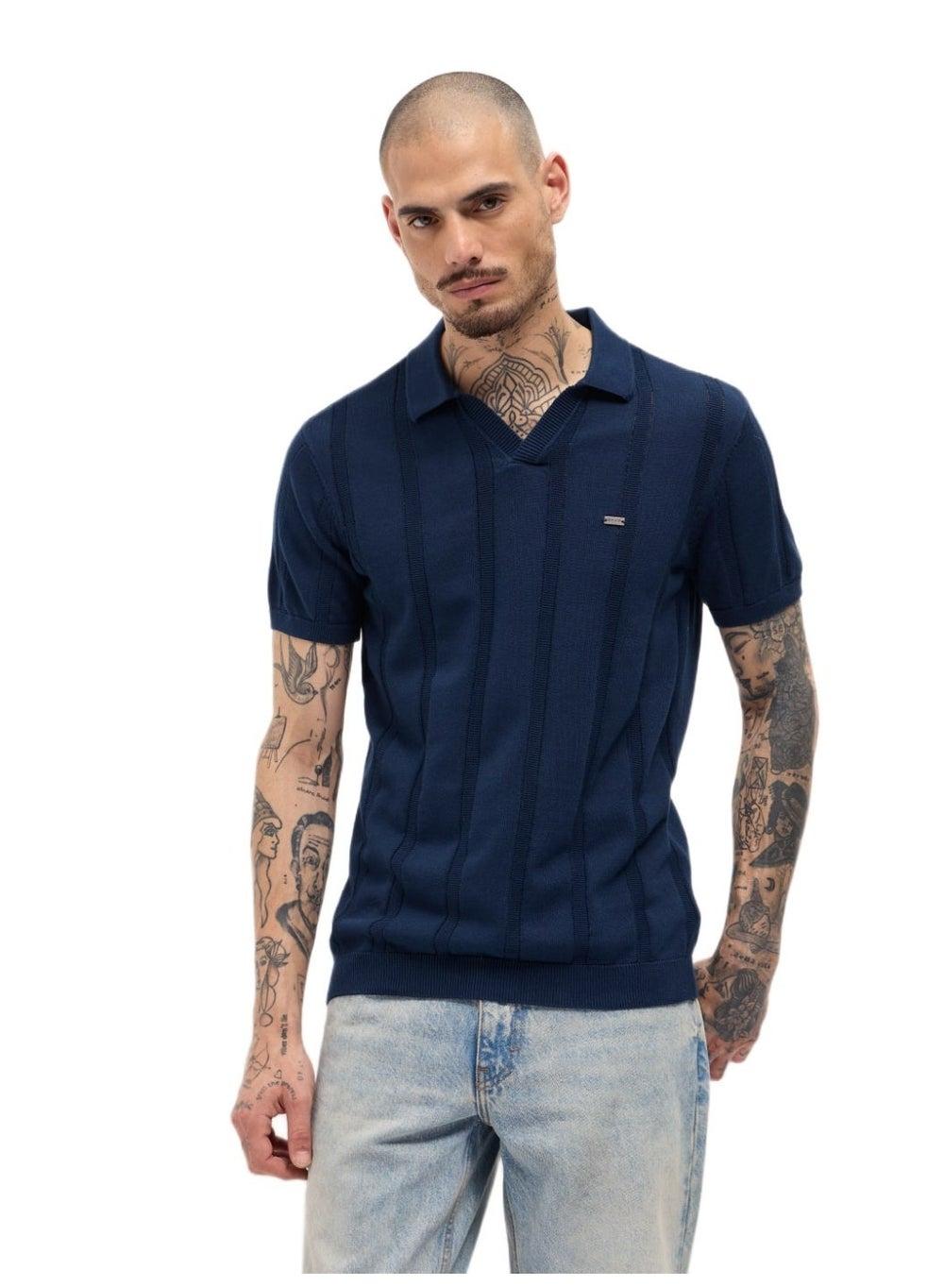Men’s Blue Cotton Polo Shirt Classic Fit Comfort - Image 1
