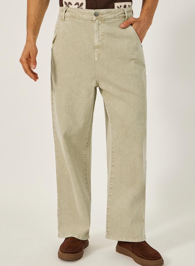 Styli Mid Wash Straight Leg Beige Jeans 7011334811 - Image 1