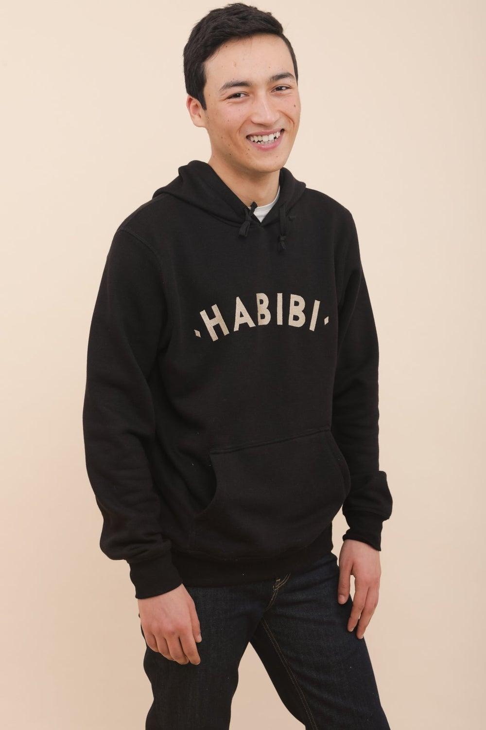 Habibi Embroidered Black Hoodie – Premium Casual Pullover - Image 1