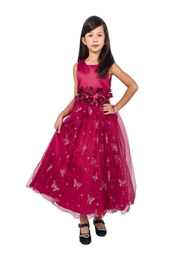 Butterfly Embellished Tulle Maxi Dress 5489 - Image 1
