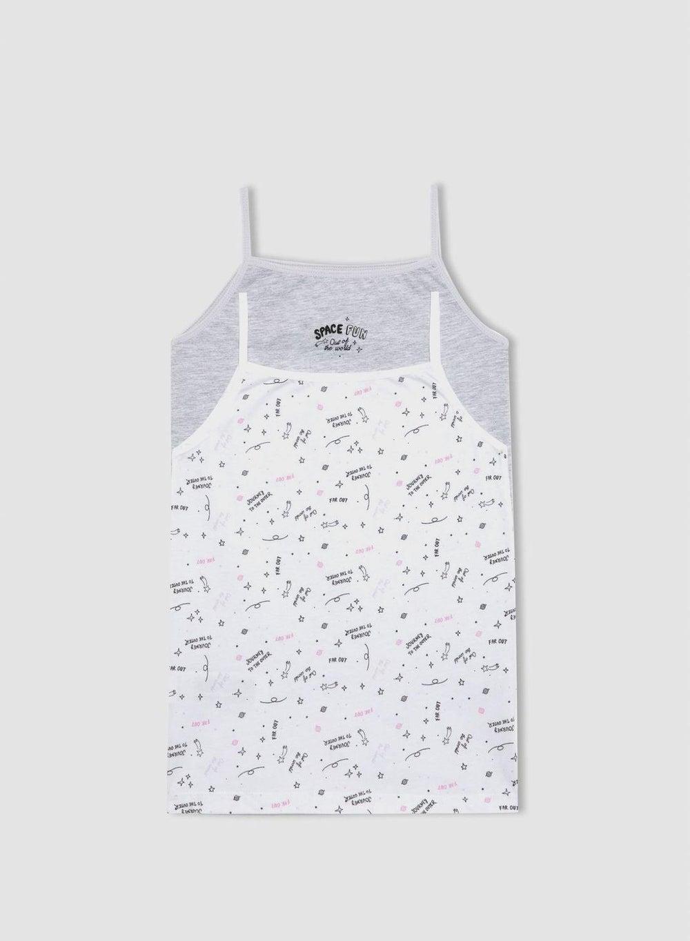 Girl’s 2-Piece Printed Square Neck Undershirt Set B8316A8 - Image 1