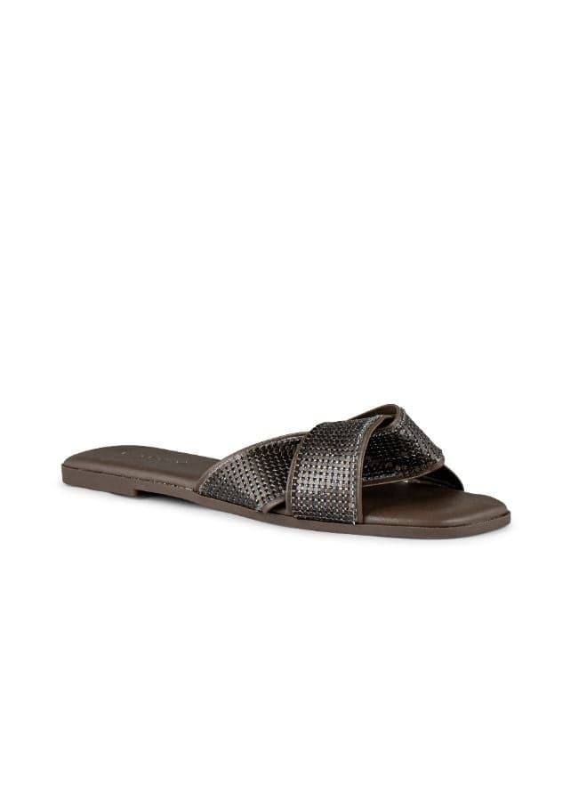 Vi20440370 Multi-Strap Brown Flat Sandals - Image 1