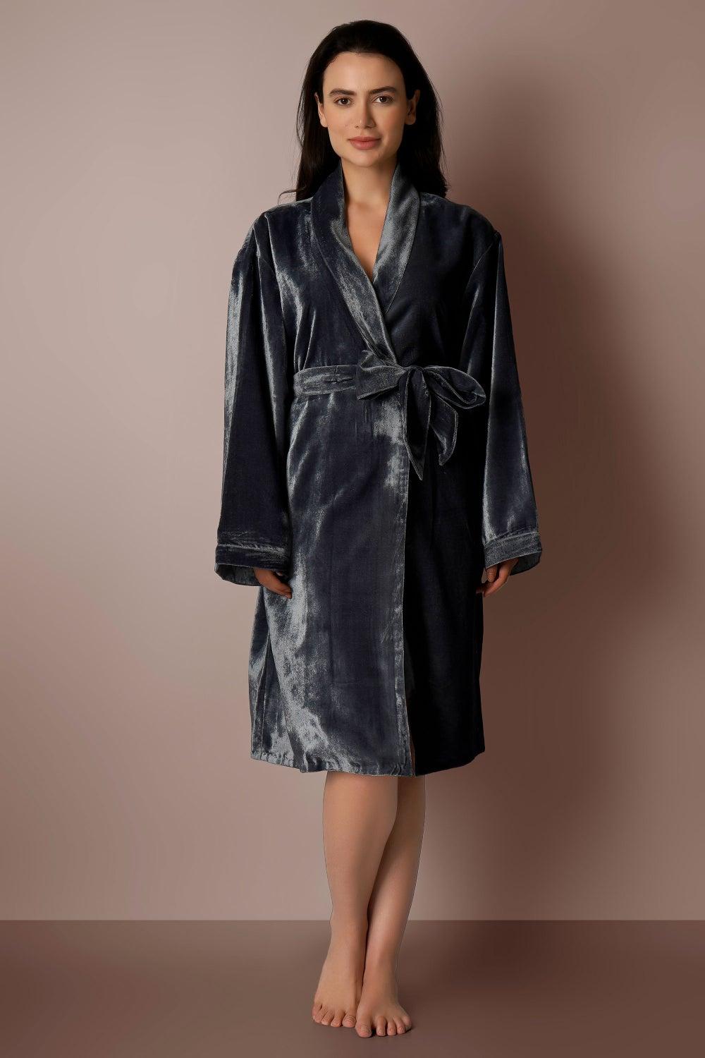 Anastasia Reversible Velvet Gown – Grey Elegance - Image 1