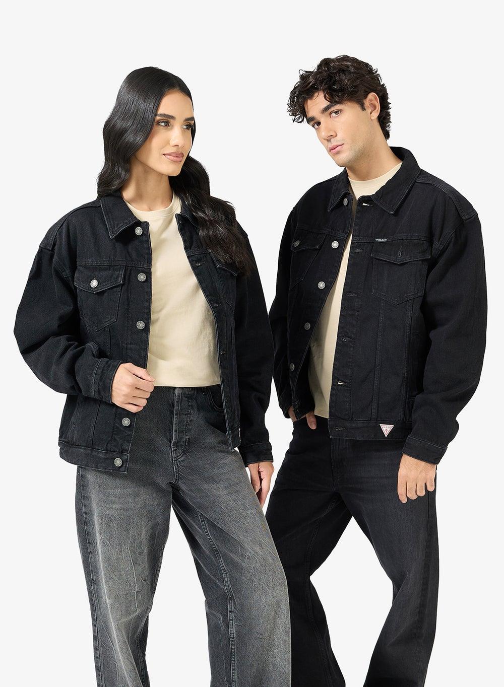 Unisex Oversized Black Denim Trucker Jacket M4Bn38D5Ek2 - Image 1