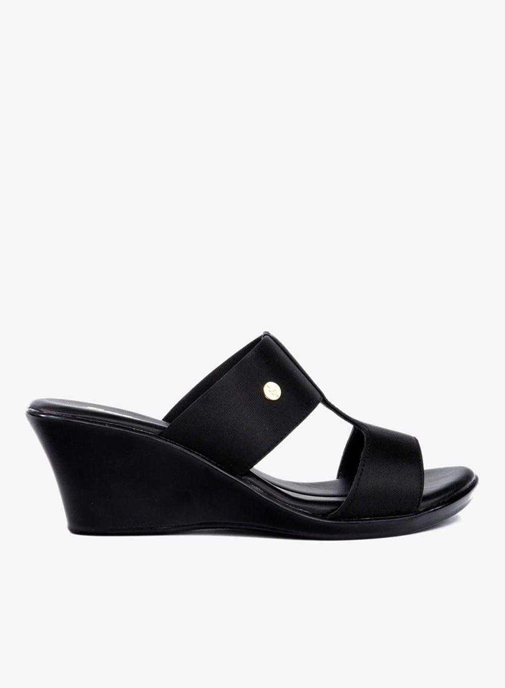 Bata 671 6485 Black Casual Wedge Sandals - Image 1