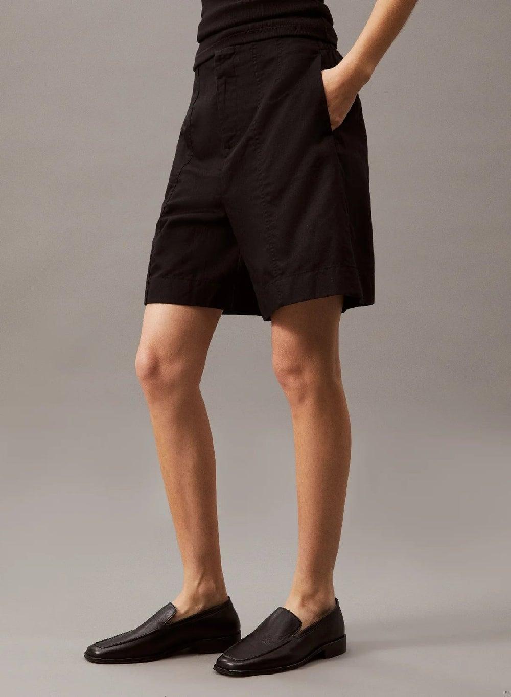 Calvin Klein Cotton Linen Twill A-Line Shorts - Image 1