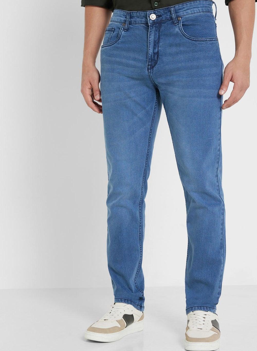Men’s Slim Fit Medium Wash Denim Jeans - Image 1