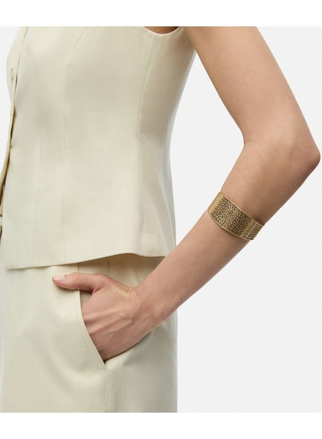 Gold Textured Plate Bracelet for Women - Image 1