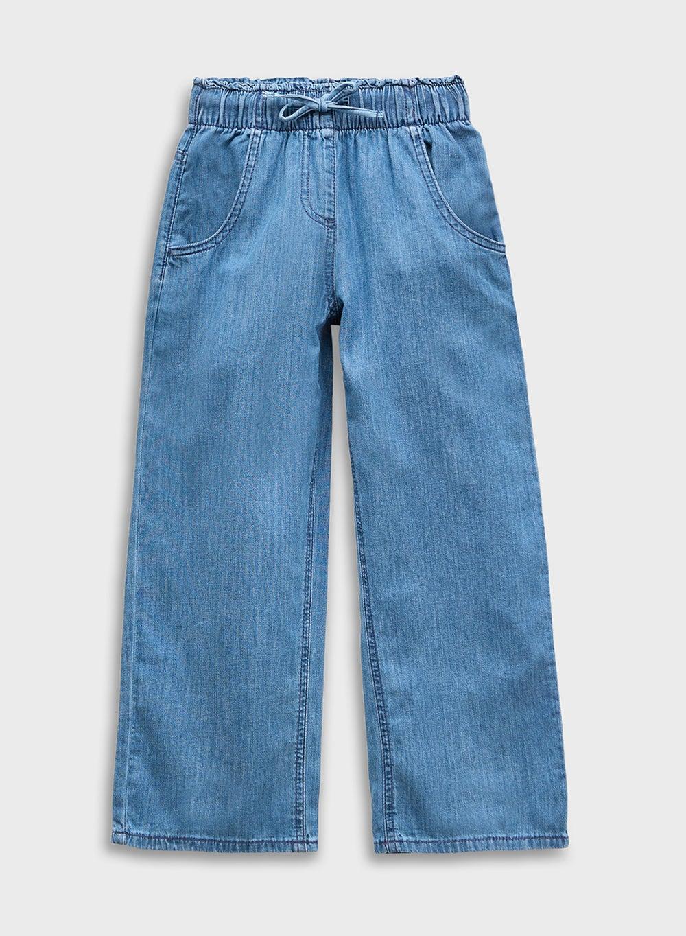 Girls Ripples Relaxed Fit Wide-Leg Denim Pants - Image 1