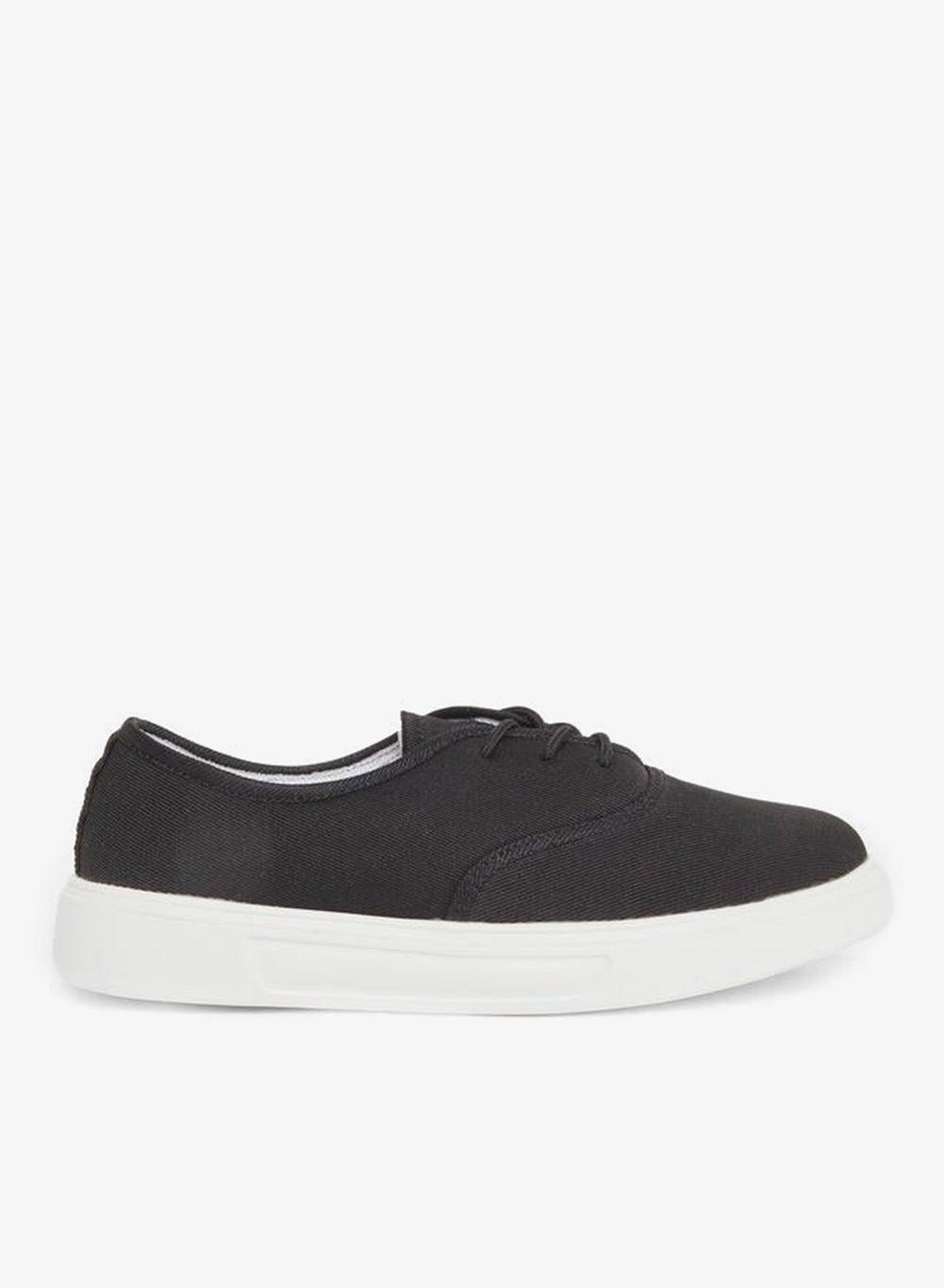 Black Platform Sole Lace-Up Sneakers - Image 1