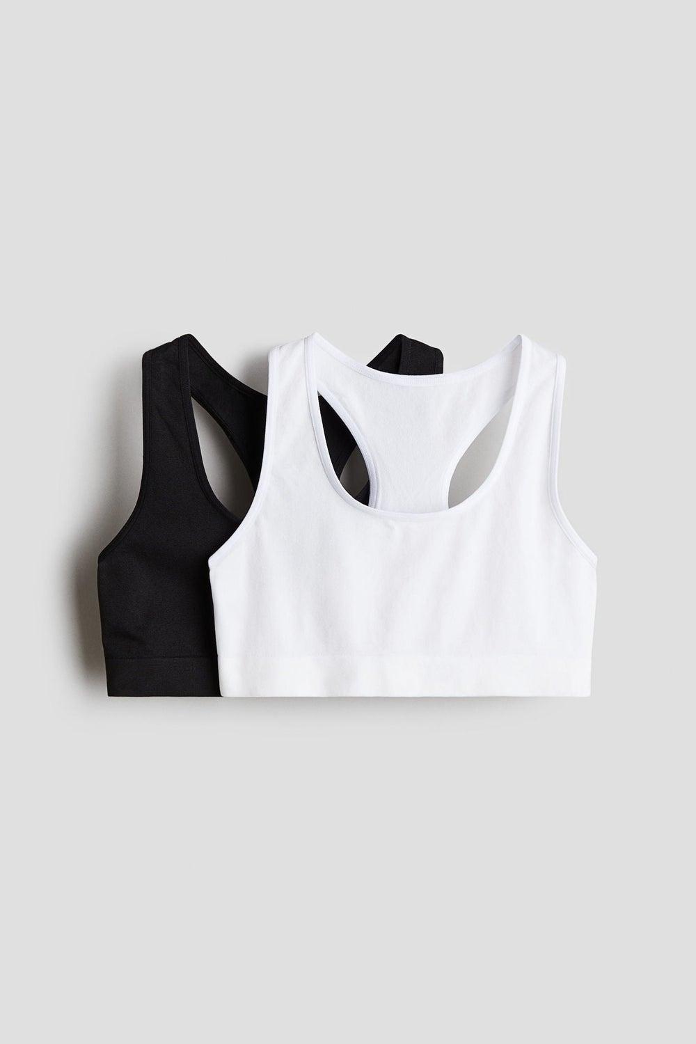 Girls’ Seamless Racerback Crop Tops 2-Pack Black - Image 1