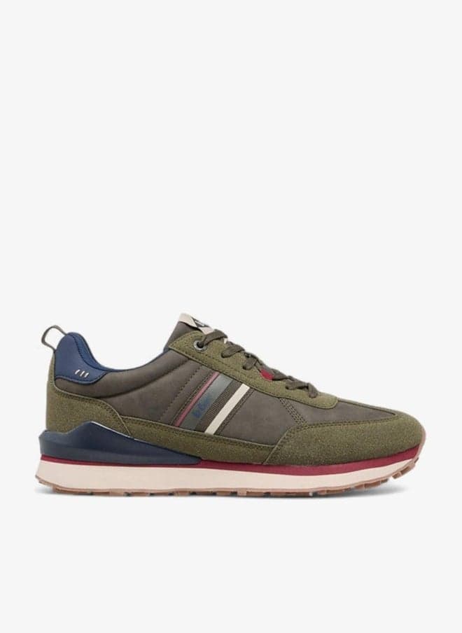 24M8718 Panelled Lace-Up Sneakers in Khaki - Image 1