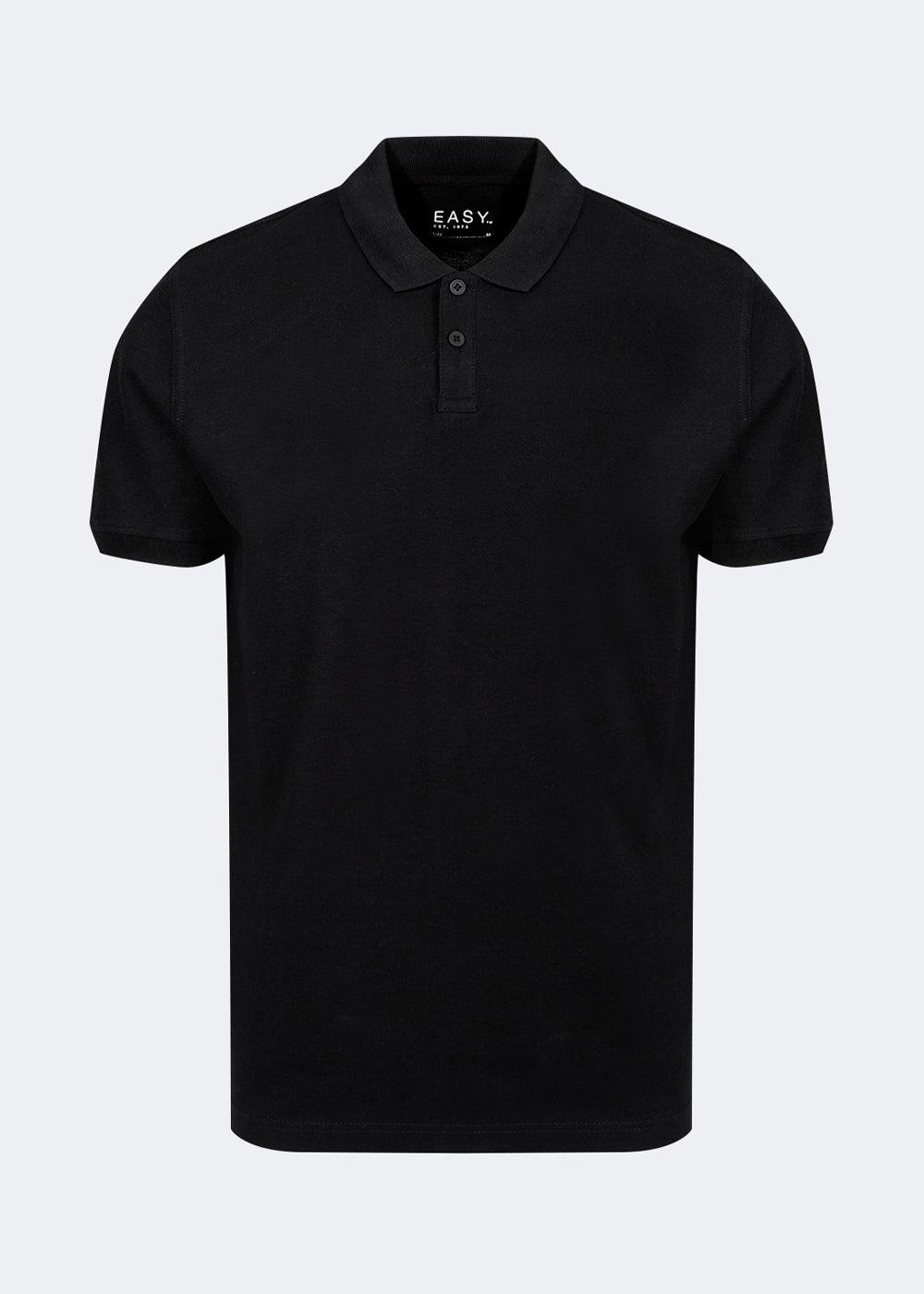 Black Essential Cotton Pique Polo Shirt - Image 1