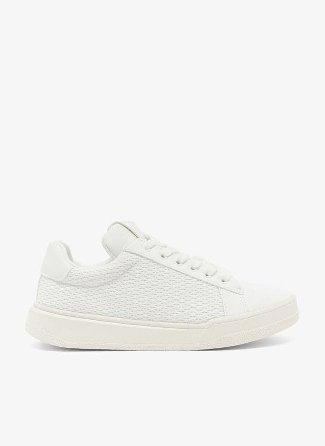 M01 Classic Court White Lace-Up Sneakers - Image 1
