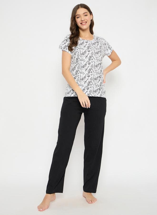 Printed Cotton Button-Down Pyjama Set 7016403636 - Image 1