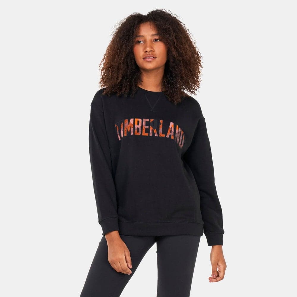 Women’s Checkered Logo Crewneck Sweatshirt Black - Image 1