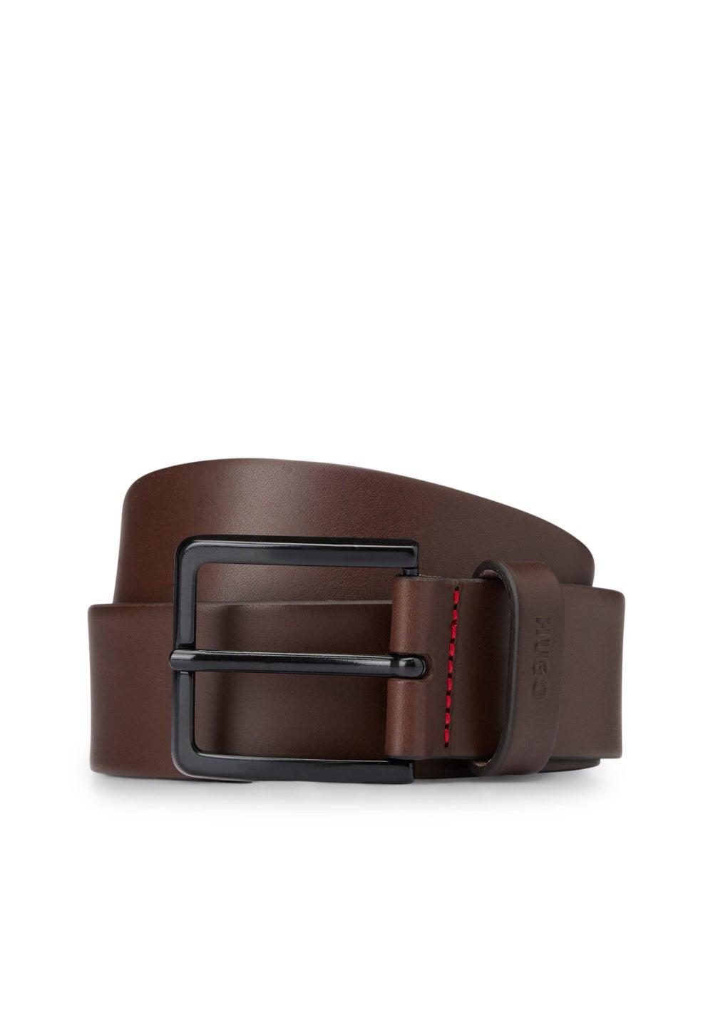 HUGO Italian Leather Belt 50385358202 Dark Brown - Image 1