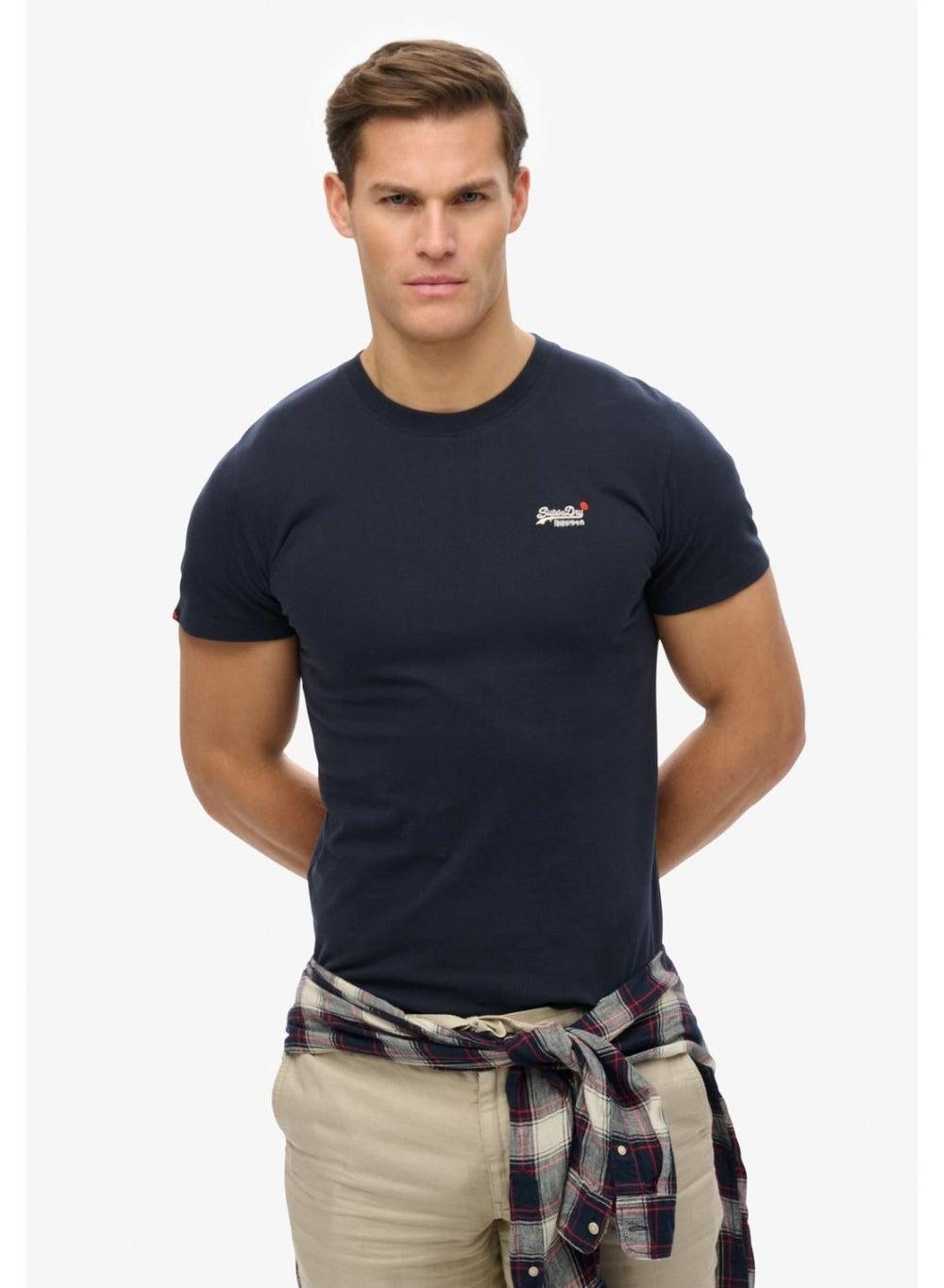 Essential Contrast Emb Tee in Eclipse Navy - Image 1