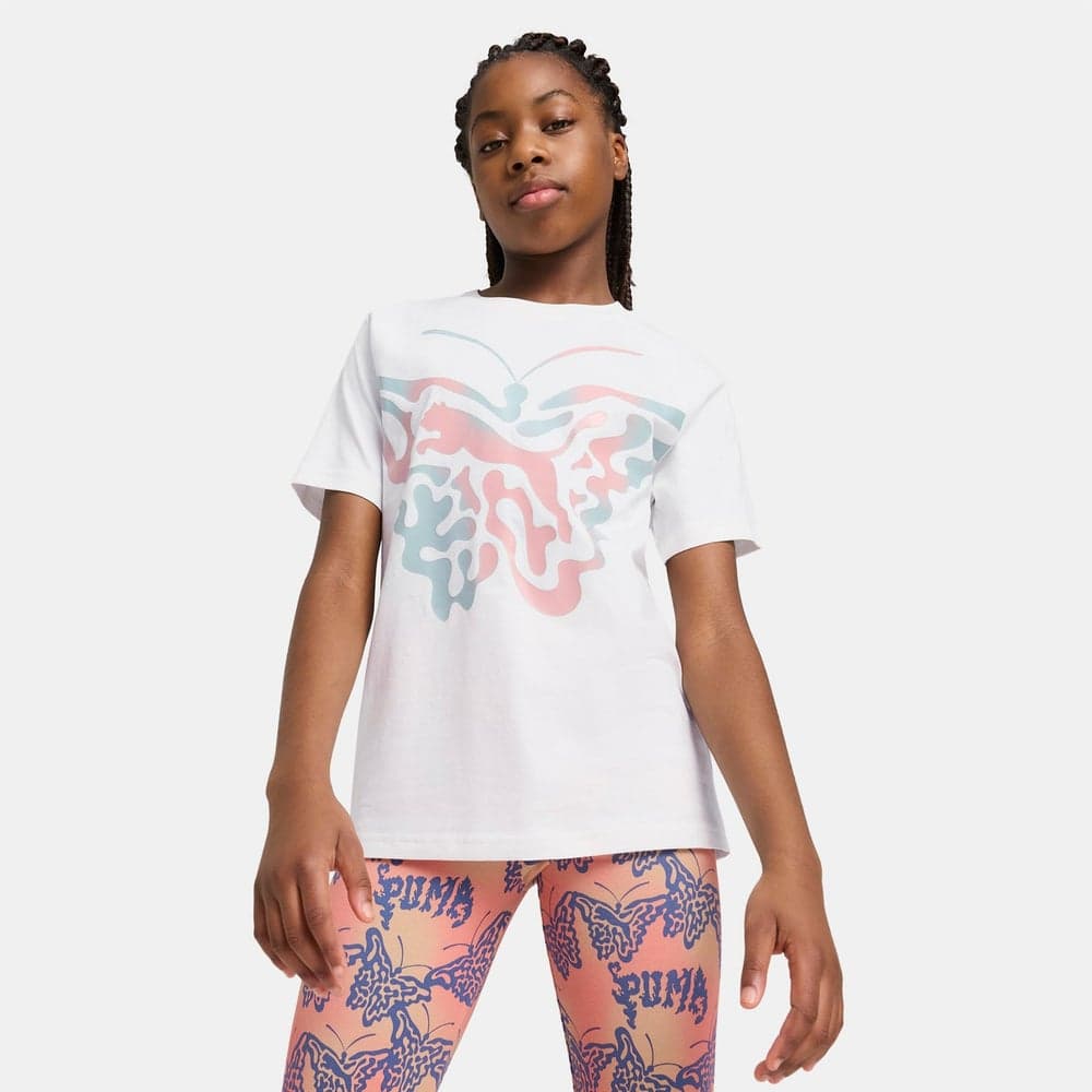 PUMA Kids Butterfly Vibe Logo Cotton T-Shirt - Image 1