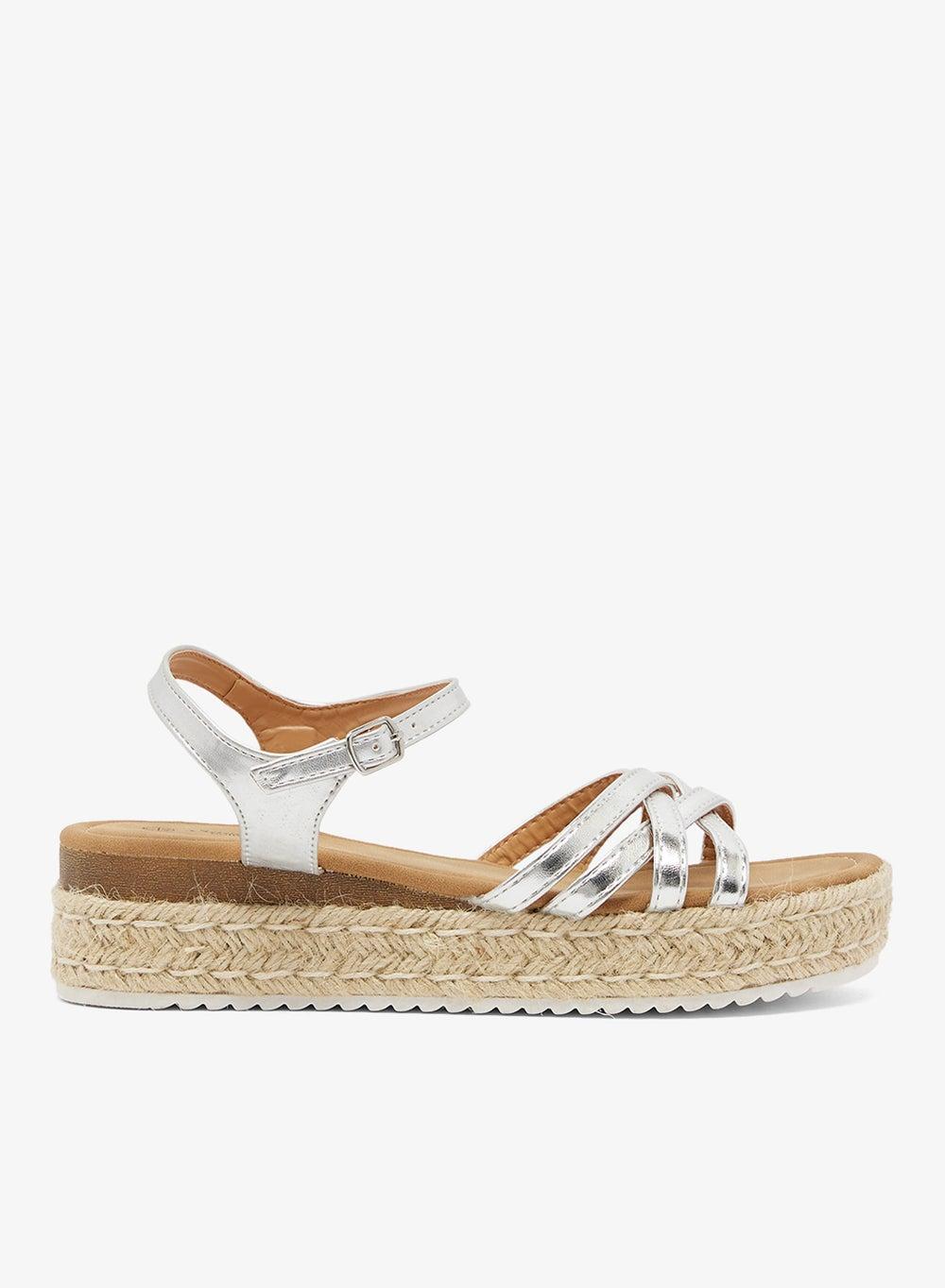Silver Low Wedge Flatform Sandal for Women - Image 1