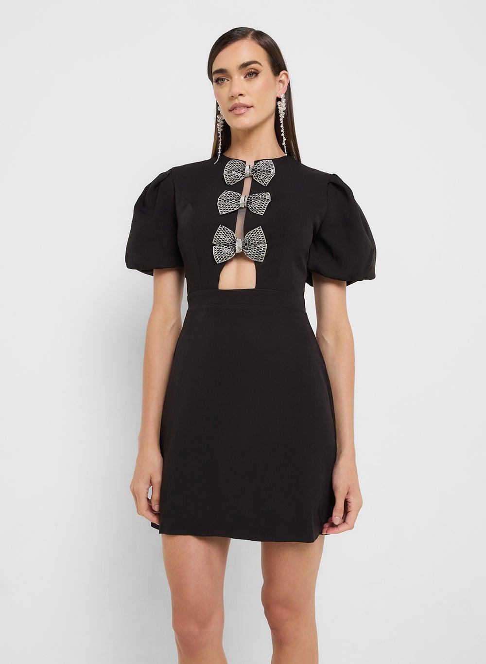 Eclat Luxe Gb31 Diamante Bow Mini Dress - Image 1