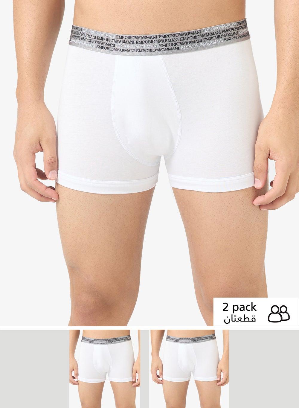 Emporio Armani 2 Pack Logo Boxers White - Image 1