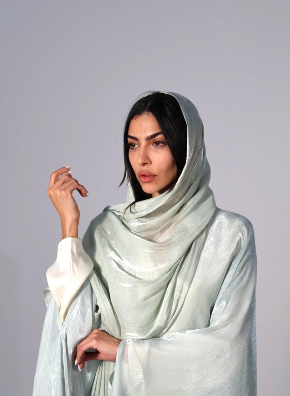 Powder Blue Silk Organza Shawl - Image 1
