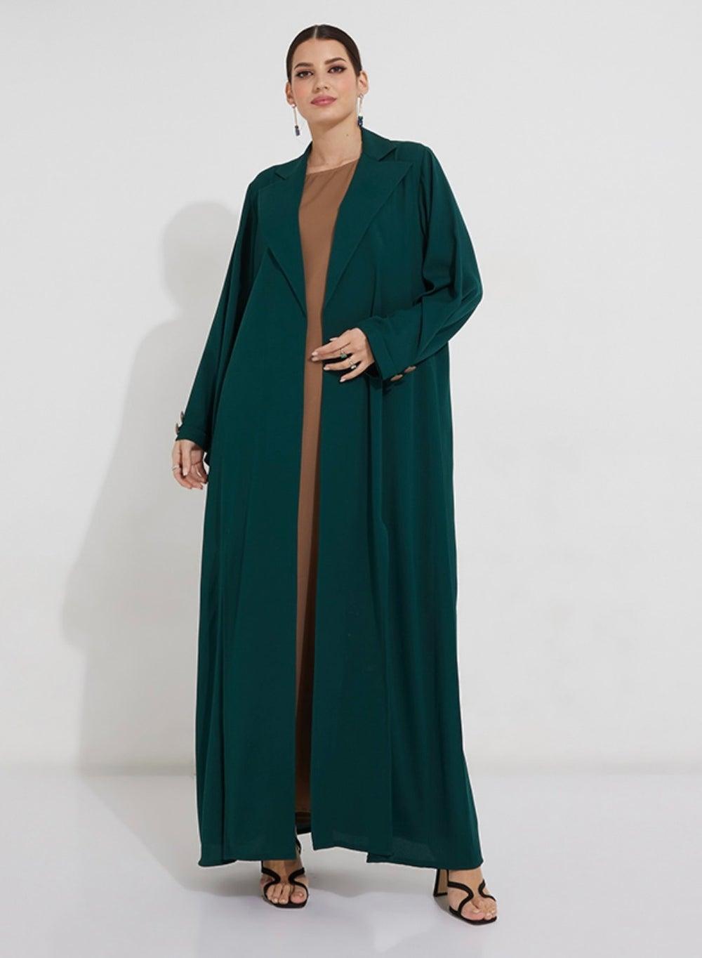 Green Blazer Abaya Set 2 Pieces with Belt - Image 1