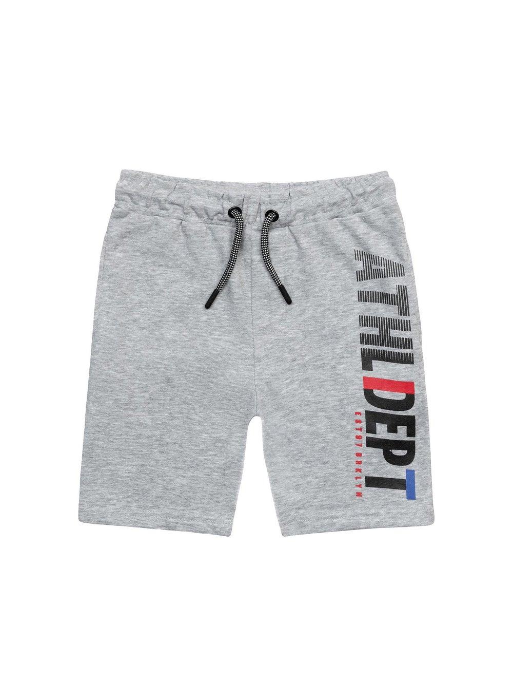 Grey Printed Fleece Boys Shorts Classic Fit - Image 1