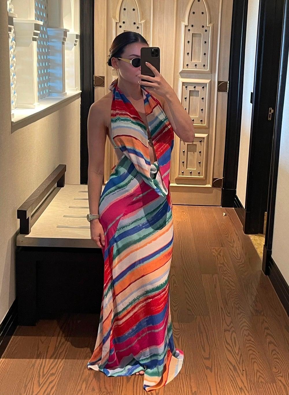 April Plunge Multi Handmade Resort Dress - Image 1