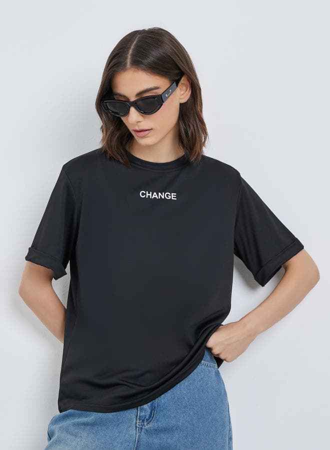 CHANGE Print Black Regular Fit T-Shirt - Image 1