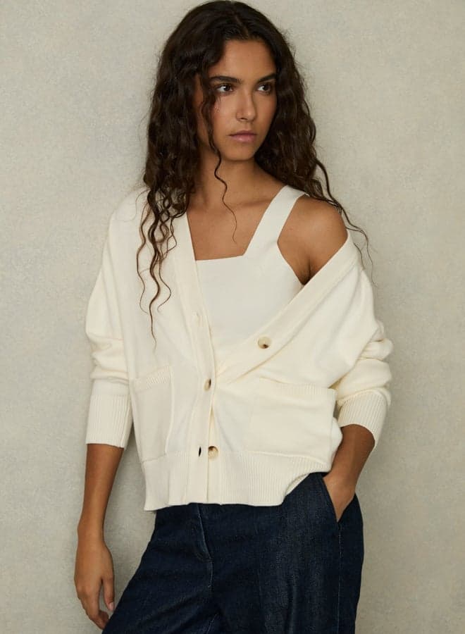 Ivory Square Neck Knitted Vest Top - Image 1