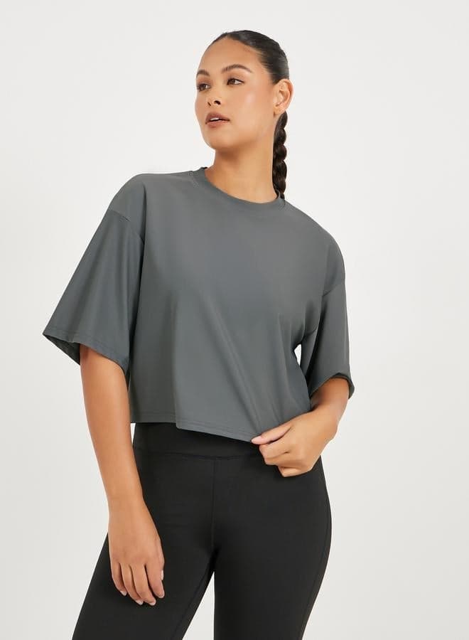 Infinity Swirl Graphic Boxy Fit Charcoal Top 7010509107 - Image 1