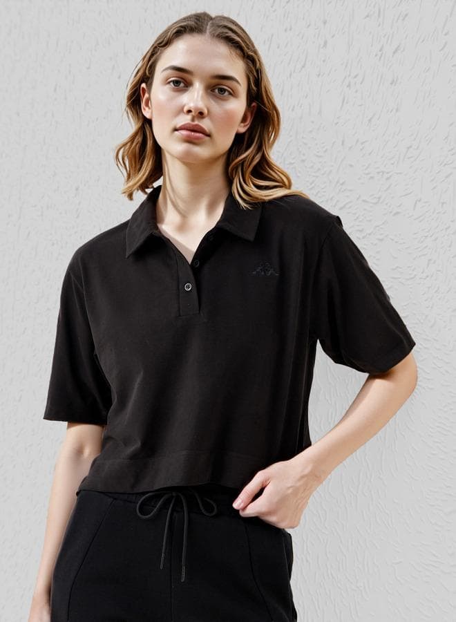 Kappa Cropped Polo T-Shirt with Logo Detail - Image 1