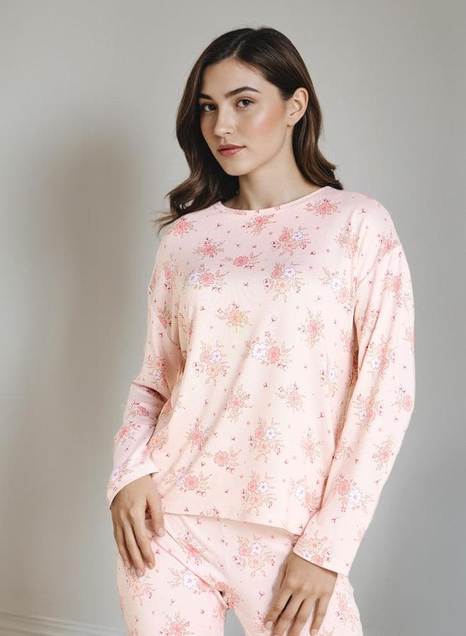 Pink Pyjama Set T-Shirt & Trousers - Image 1