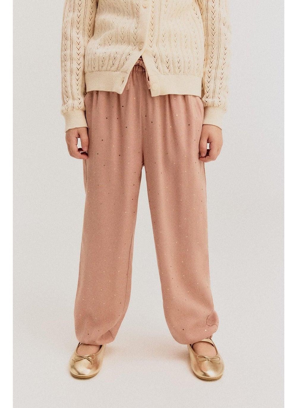 Dusty Rose Polka Dot Woven Joggers - Image 1