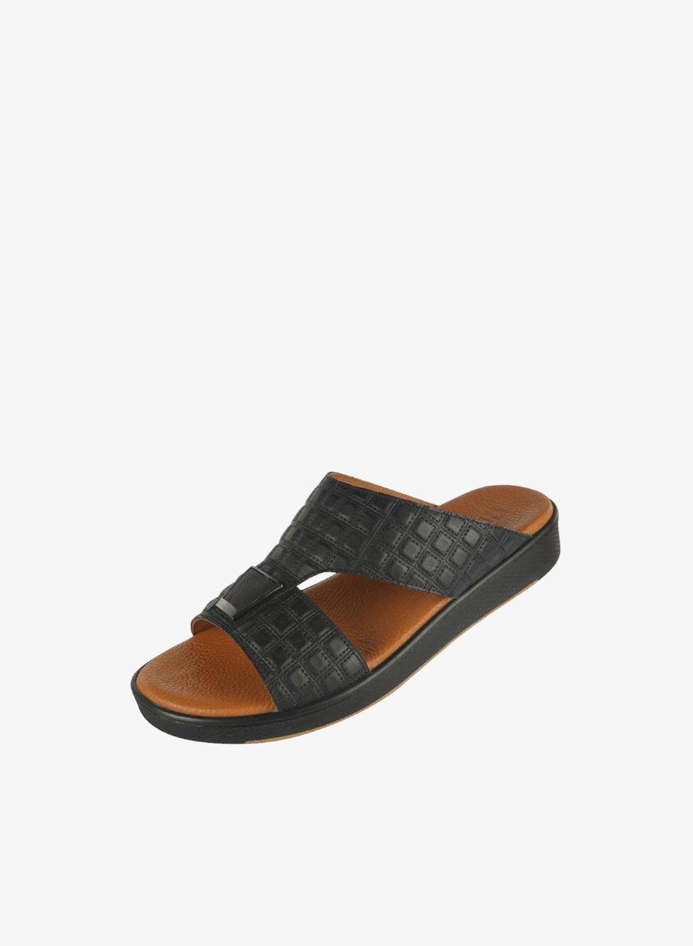 Barjeel Uno Tam 107B Black Leather Arabic Sandals - Image 1