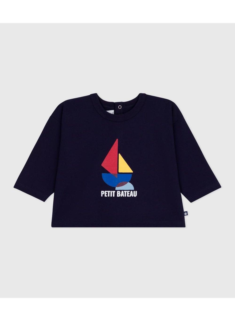 Baby Boys Cotton Cat Motif Long-Sleeve T-Shirt - Image 1