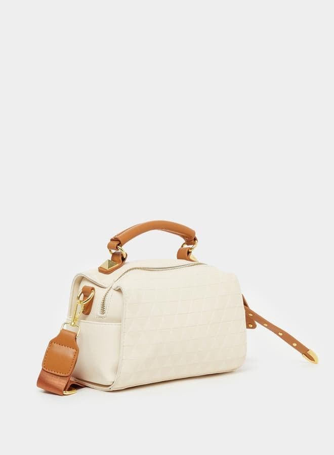 Textured Diamond Pattern PU Handbag 7011188324 - Image 1