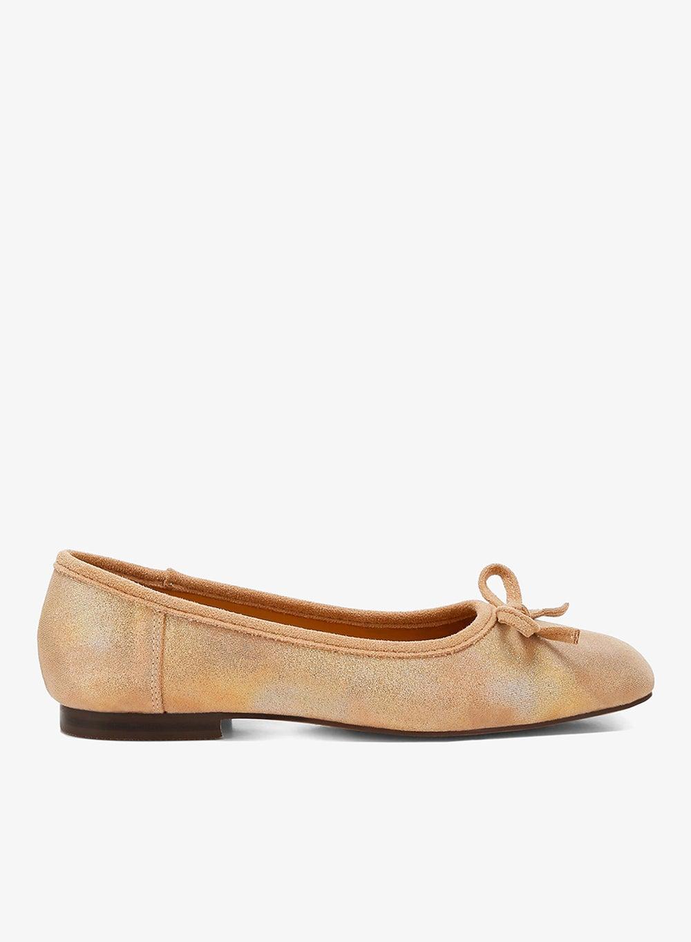 Beige Suede Bow Ballerinas SH4867 - Image 1