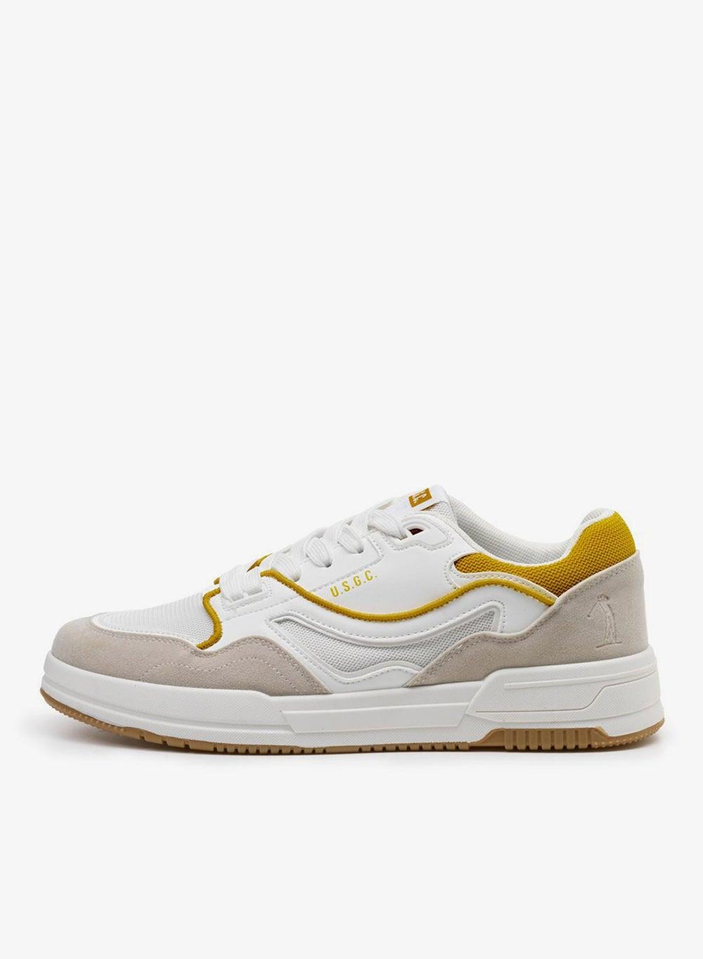 Men’s White-Ocra Retro Sneakers Casual Italian Style - Image 1