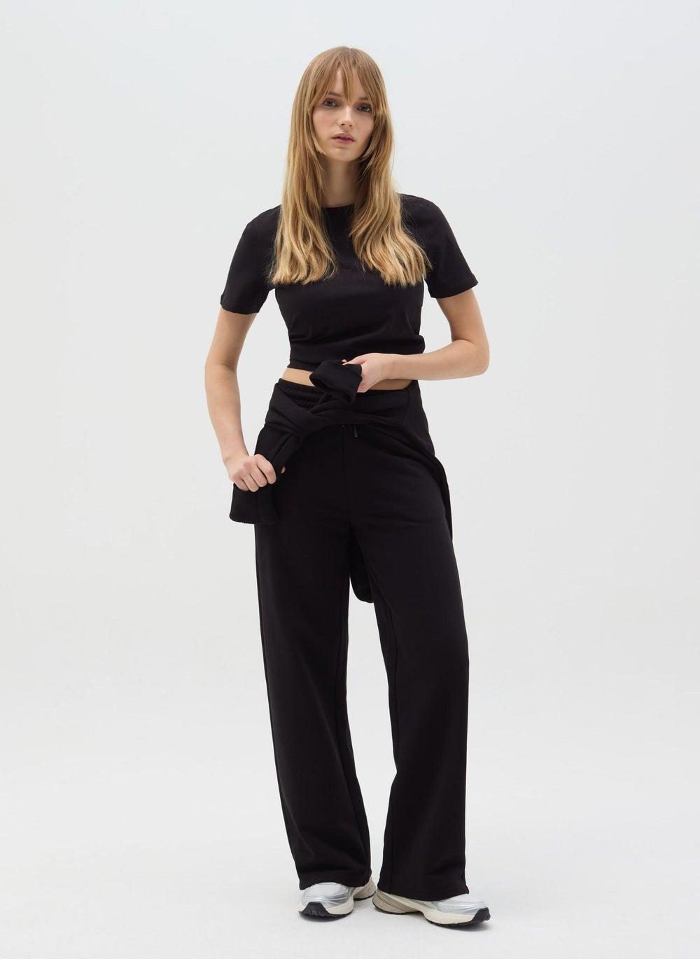 Essential Straight-Fit Cotton Blend Joggers Black - Image 1