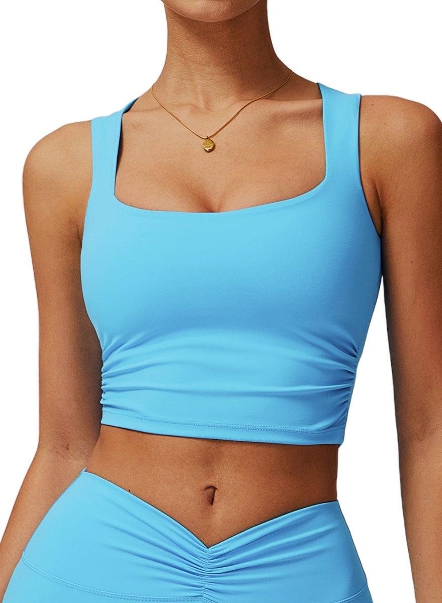 Sky Blue Sculpt Fit Crop Top Shoulder Strap - Image 1