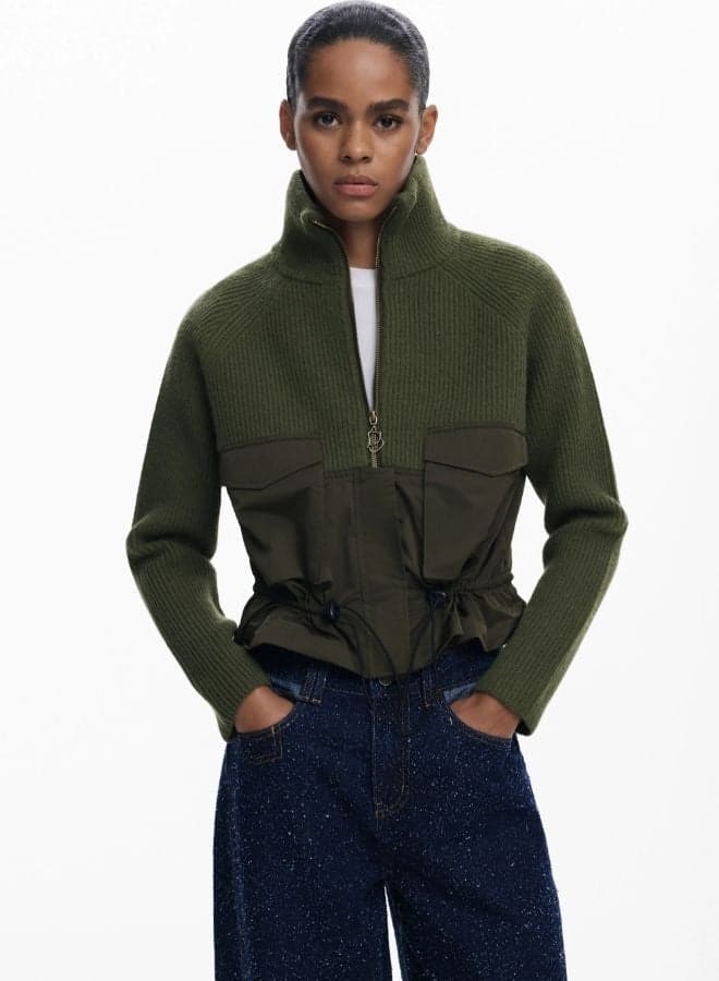 Green Zipper Sweater 25Wwjf10 4008 with Pockets - Image 1
