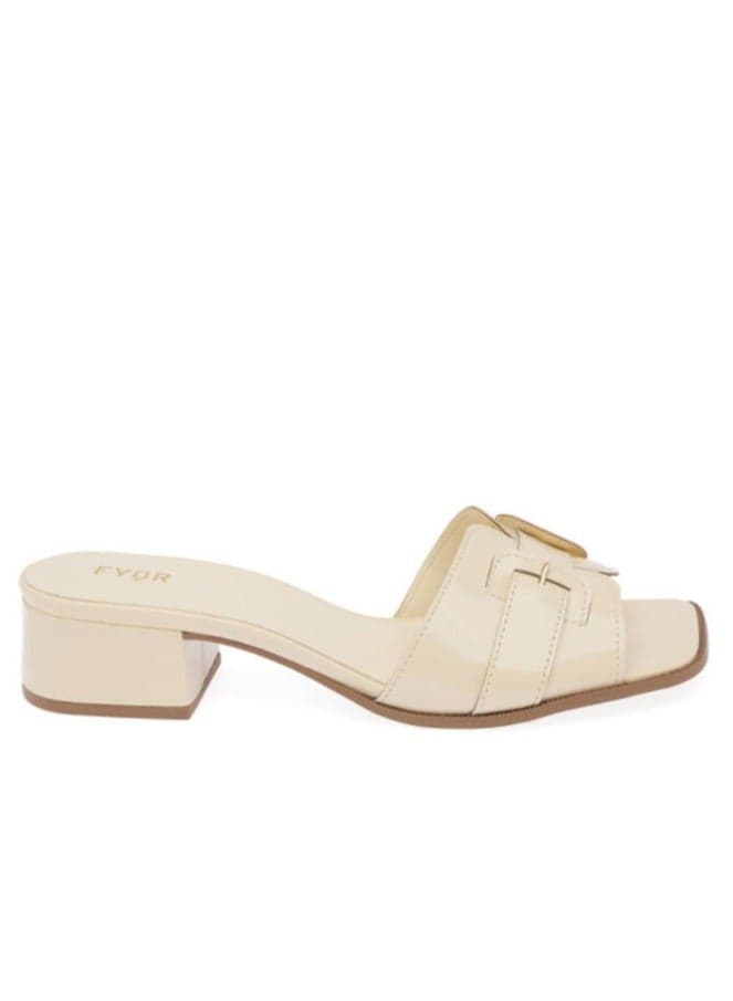 BDV 107 Nude Square-Toe Mule Heels - Image 1