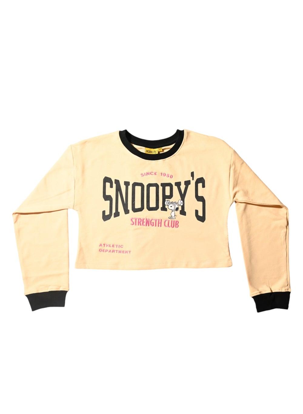 Snoopy Strength Club Peach Crop Top Since 1950 - Image 1