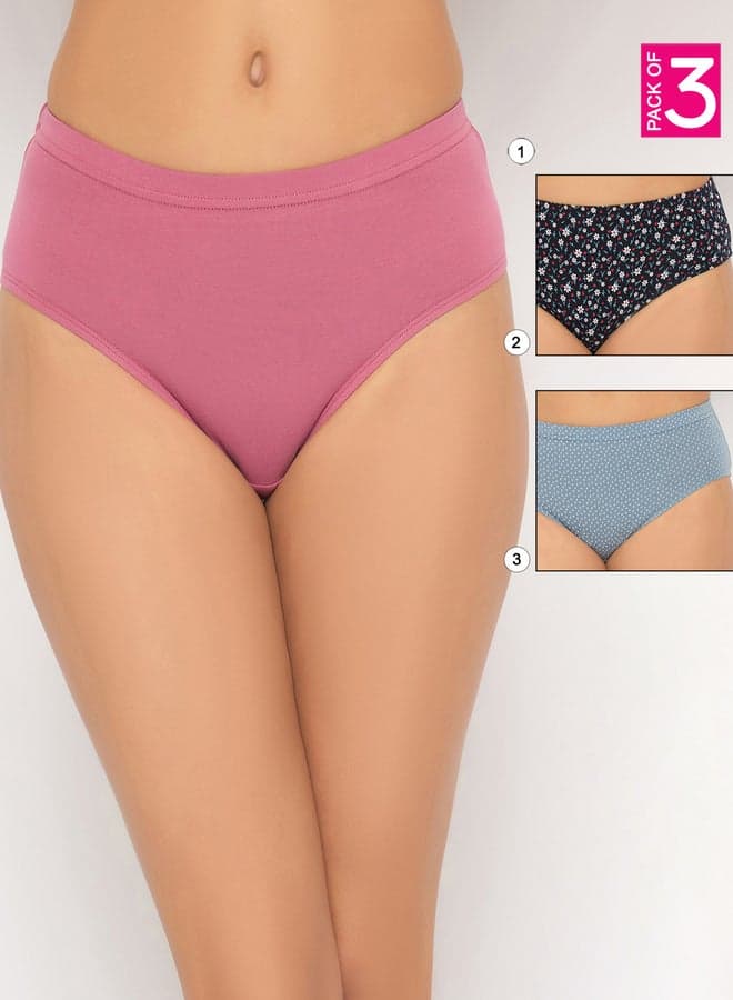 Clovia Mid Rise Hipster Briefs Pack of 3 Cotton Blend - Image 1